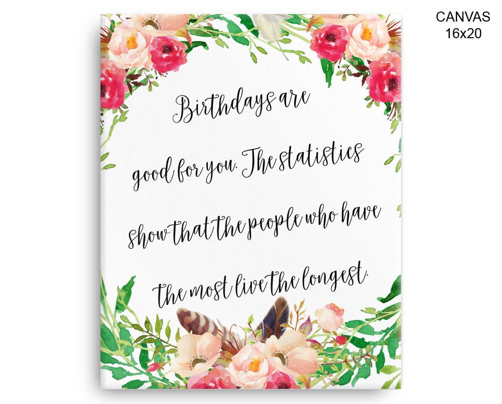 Birthday Print, Beautiful Wall Art with Frame and Canvas options available Funny Decor