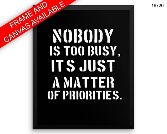 Priorities Print, Beautiful Wall Art with Frame and Canvas options available  Decor