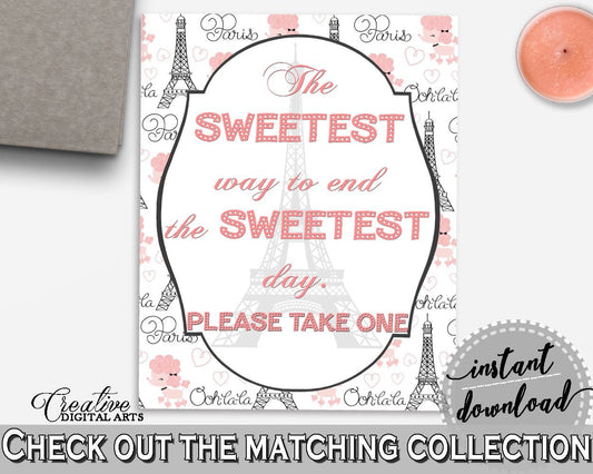 Paris Bridal Shower The Sweetest Way To End The Sweets Day in Pink And Gray, bridal favor sign, paris theme bridal, party theme - NJAL9 - Digital Product
