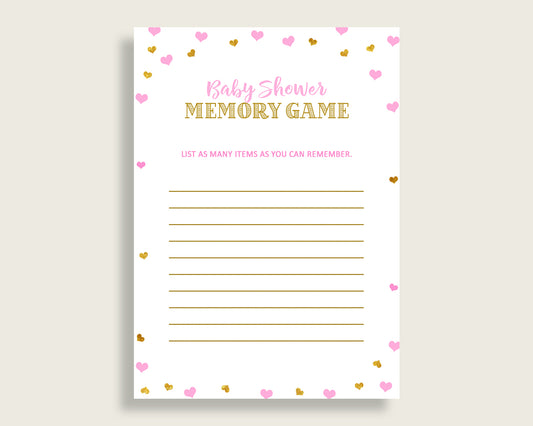 Memory Game Baby Shower Memory Game Hearts Baby Shower Memory Game Baby Shower Hearts Memory Game Pink Gold party stuff party decor bsh01