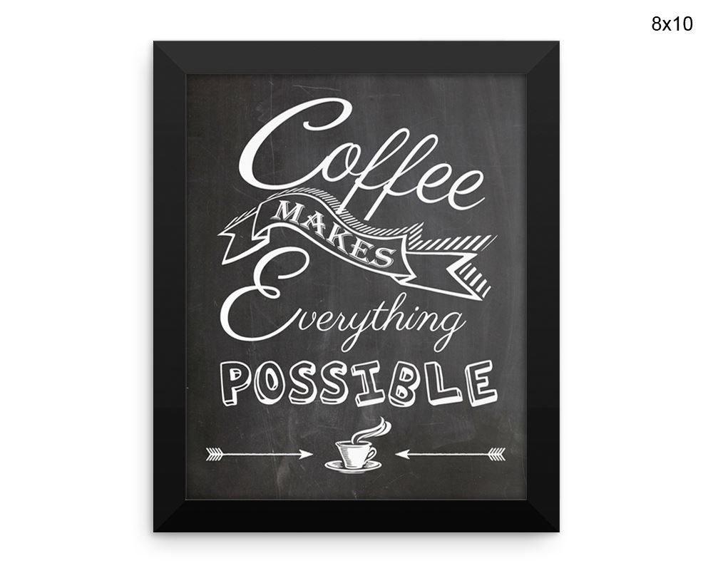 Coffee Print, Beautiful Wall Art with Frame and Canvas options available Bar Decor