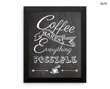 Coffee Print, Beautiful Wall Art with Frame and Canvas options available Bar Decor