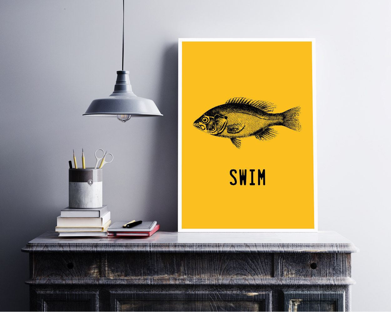 Wall Art Fish Digital Print Swim Poster Art Fish Wall Art Print Swim Office Art Swim Office Print Fish Wall Decor Fish minimalism - Digital Download