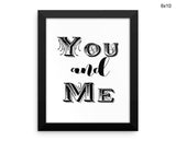 You And Me Print, Beautiful Wall Art with Frame and Canvas options available Love Decor