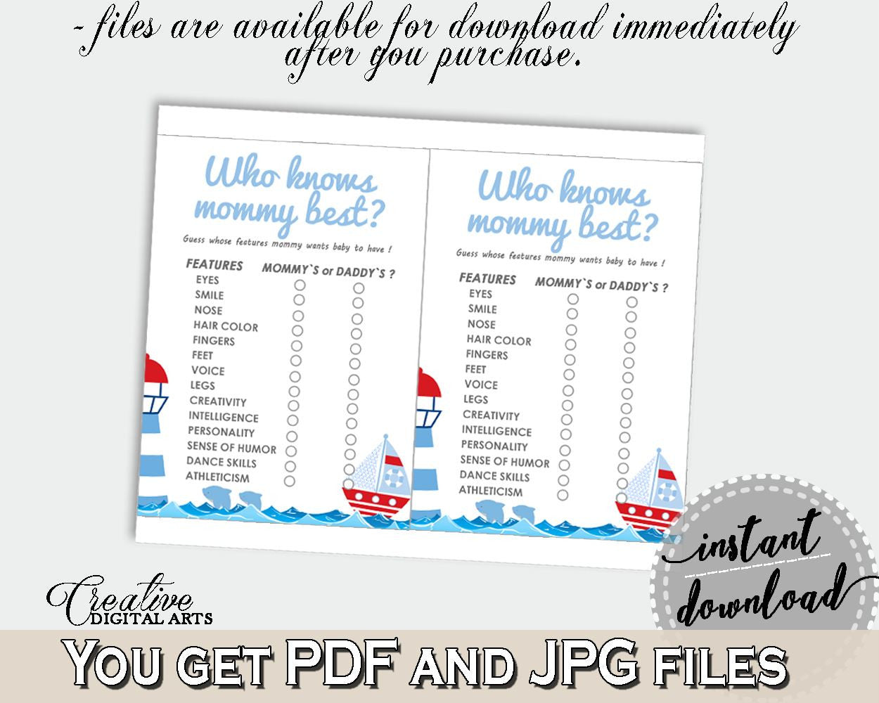 Who Knows Mommy Best Baby Shower Who Knows Mommy Best Nautical Baby Shower Who Knows Mommy Best Baby Shower Nautical Who Knows Mommy DHTQT - Digital Product