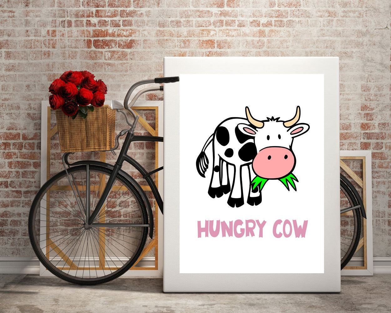 Wall Art Cow Digital Print Hungry Poster Art Cow Wall Art Print Hungry Kitchen Art Hungry Kitchen Print Cow Wall Decor Cow food - Digital Download