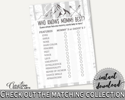 Who Knows Mommy Best Baby Shower Who Knows Mommy Best Adventure Mountain Baby Shower Who Knows Mommy Best Gray White Baby Shower S67CJ - Digital Product