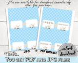 Sheep Blue Place CARDS or FOOD TENTS editable little lamb, boy baby shower theme, digital files, Jpg and Pdf, instant download - fa001