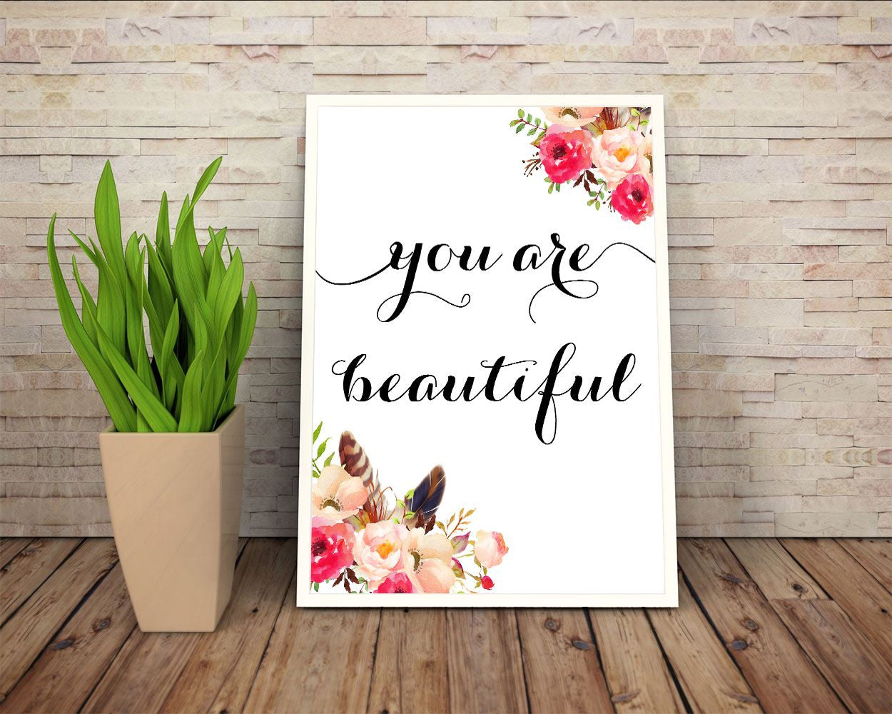 Wall Art You Are Beautiful Digital Print You Are Beautiful Poster Art You Are Beautiful Wall Art Print You Are Beautiful Typography Art You - Digital Download