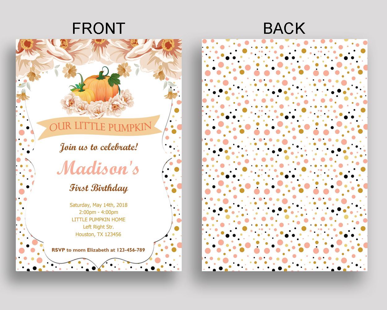 Pumpkin Birthday Invitation Pumpkin Birthday Party Invitation Pumpkin Birthday Party Pumpkin Invitation Girl girl pumpkin party YDV3L - Digital Product