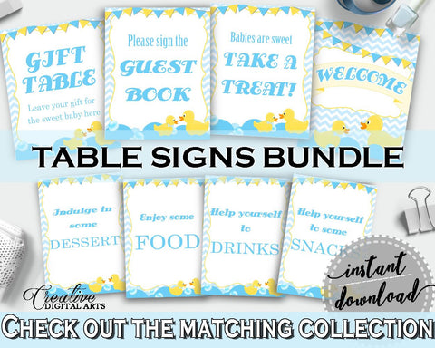 Rubber Duck TABLE SIGNS, Girl decoration printable, baby shower mint blue table signs, digital files, Jpg Pdf, instant download - rd002 - Digital Product