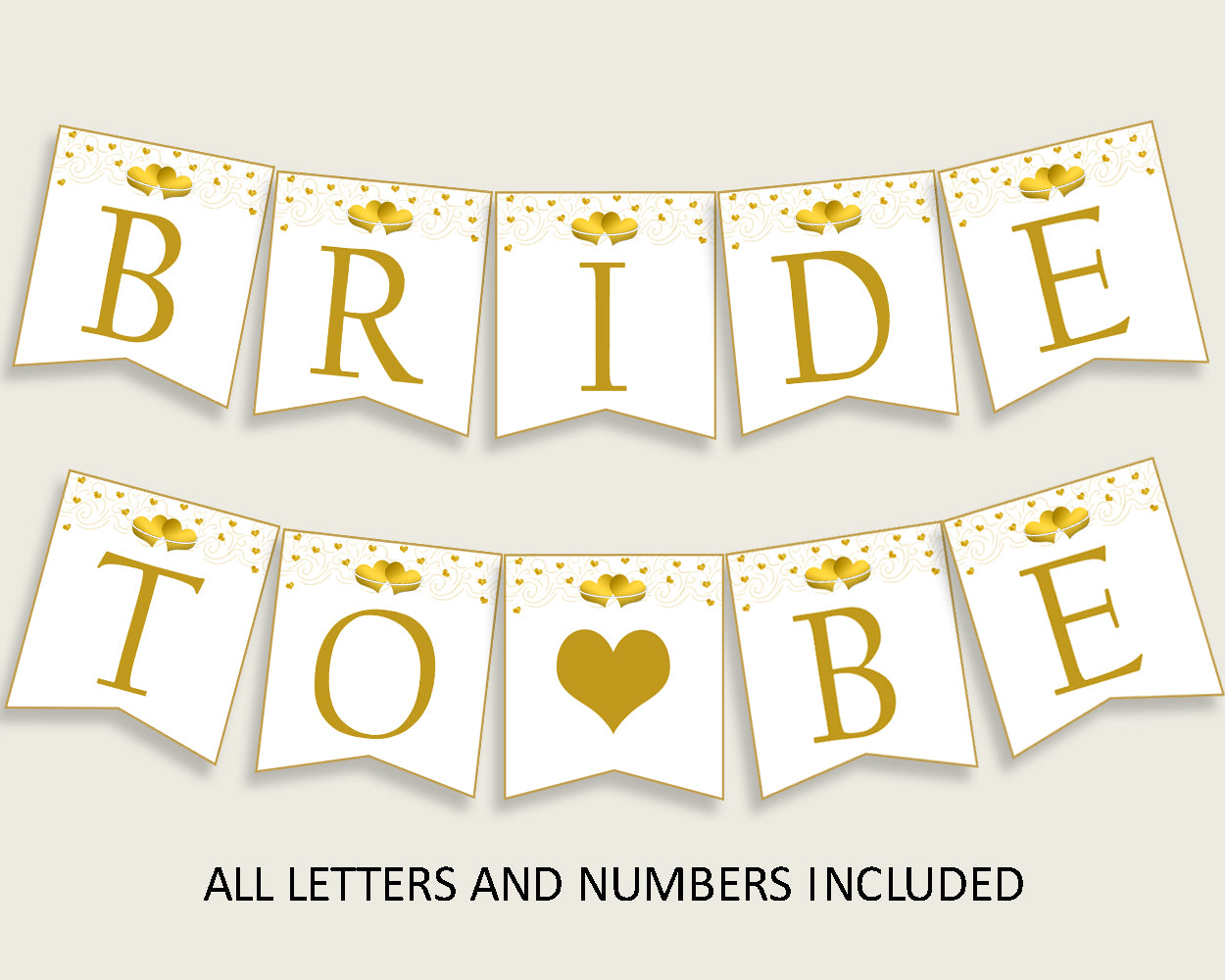 Banner Bridal Shower Banner Gold Hearts Bridal Shower Banner Bridal Shower Gold Hearts Banner White Gold paper supplies party theme 6GQOT