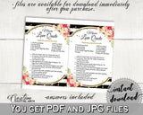 Black And Gold Flower Bouquet Black Stripes Bridal Shower Theme: Movie Love Quote Game - film quotations, paper supplies, prints - QMK20 - Digital Product