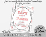 Paris Bridal Shower Days Until I Do in Pink And Gray, bachelorette sign, paris theme bridal, party theme, customizable files, prints - NJAL9 - Digital Product