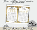 Word Search in Glittering Gold Bridal Shower Gold And Yellow Theme, rows of squares, blazing shower, party décor, party supplies - JTD7P - Digital Product