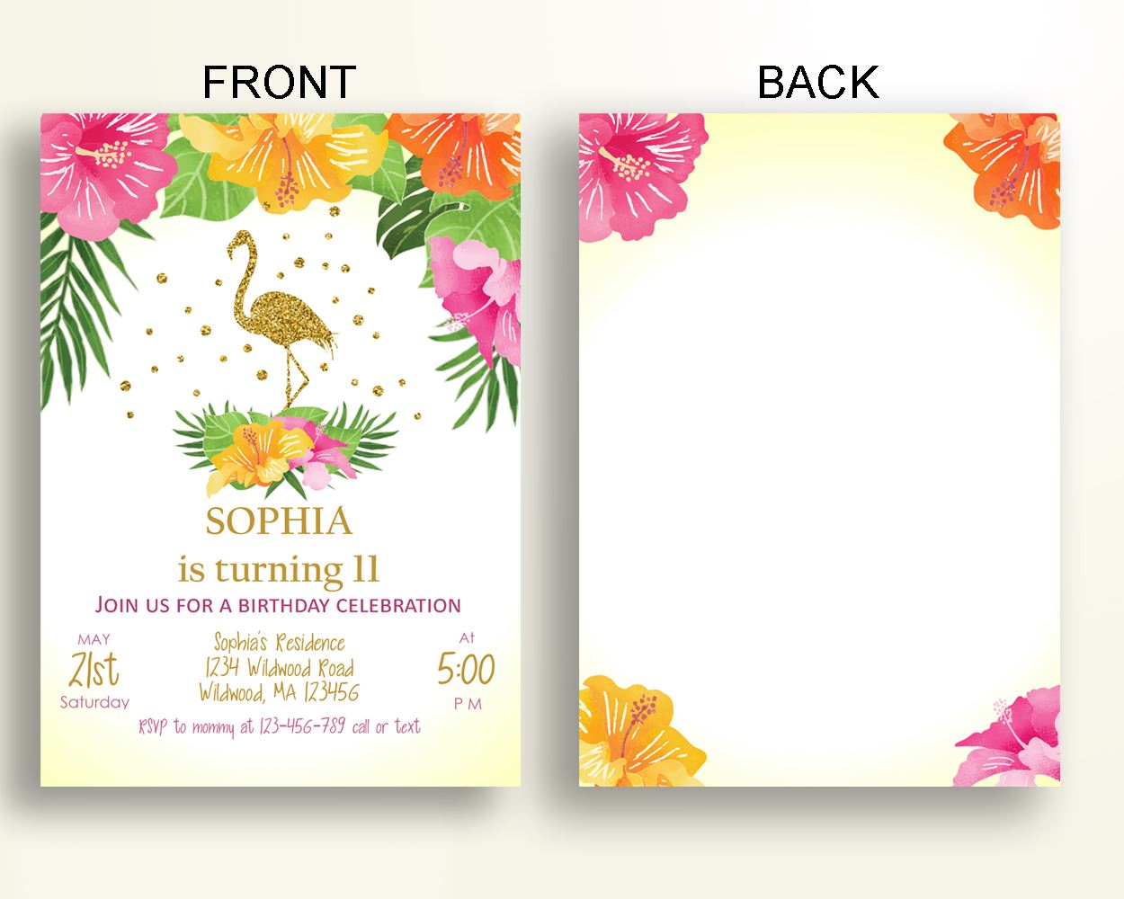 Flamingo Birthday Invitation Gold Birthday Party Invitation Flamingo Birthday Party Gold Invitation Girl girls flamingo S5M4N - Digital Product