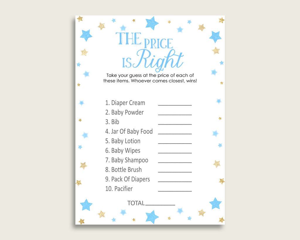 Blue Gold The Price Is Right Game, Stars Baby Shower Boy Activity, Guess The Price Game Printable, Instant Download, Little Star bsr01