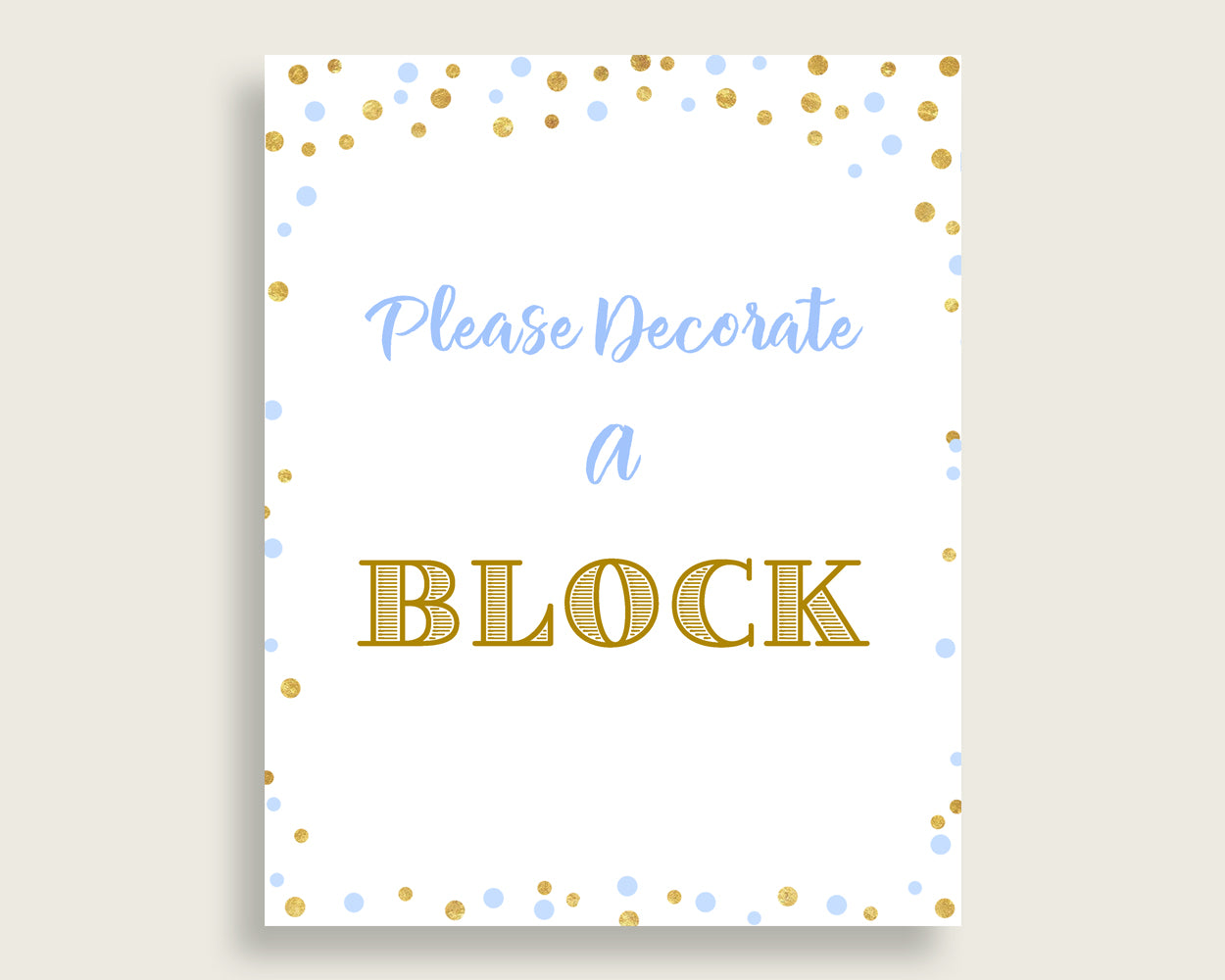 Sign A Block Baby Shower Decorate A Block Confetti Baby Shower Sign A Block Blue Gold Baby Shower Confetti Decorate A Block prints cb001