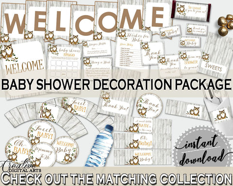 Decorations Baby Shower Decorations Owl Baby Shower Decorations Baby Shower Owl Decorations Gray Brown instant download, pdf jpg 9PUAC - Digital Product