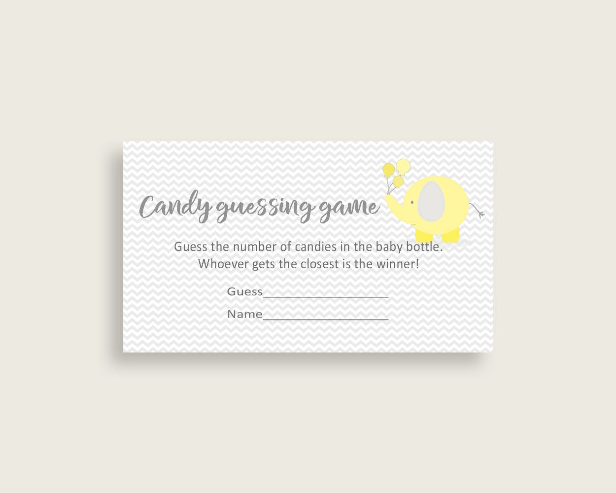 Candy Guessing Baby Shower Candy Guessing Yellow Baby Shower Candy Guessing Baby Shower Elephant Candy Guessing Yellow Gray prints W6ZPZ