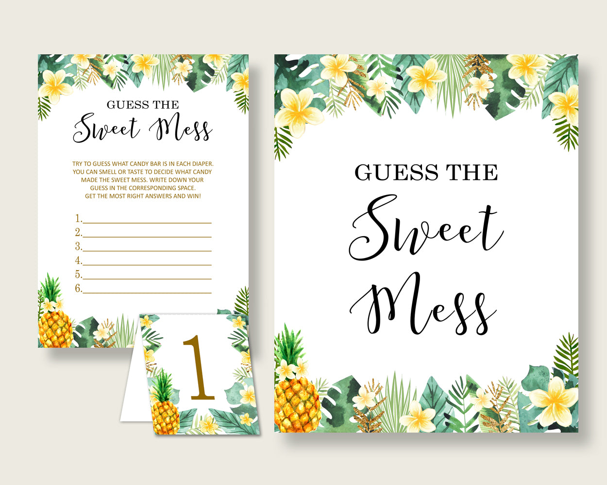 Tropical Guessing Game Baby Shower Gender Neutral, Green Yellow Guess The Sweet Mess Game Printable, Dirty Diaper Game, Instant 4N0VK