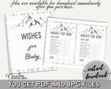 Wishes Baby Shower Wishes Adventure Mountain Baby Shower Wishes Gray White Baby Shower Adventure Mountain Wishes party ideas, prints - S67CJ - Digital Product