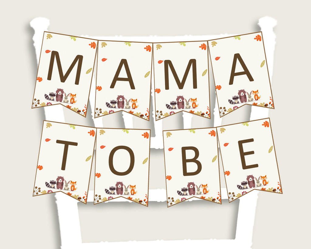 Woodland Baby Shower Chair Banner Printable, Brown Beige Chair Banner, Gender Neutral Shower, Mama To Be, Mommy, Dad Mom To Be w0001