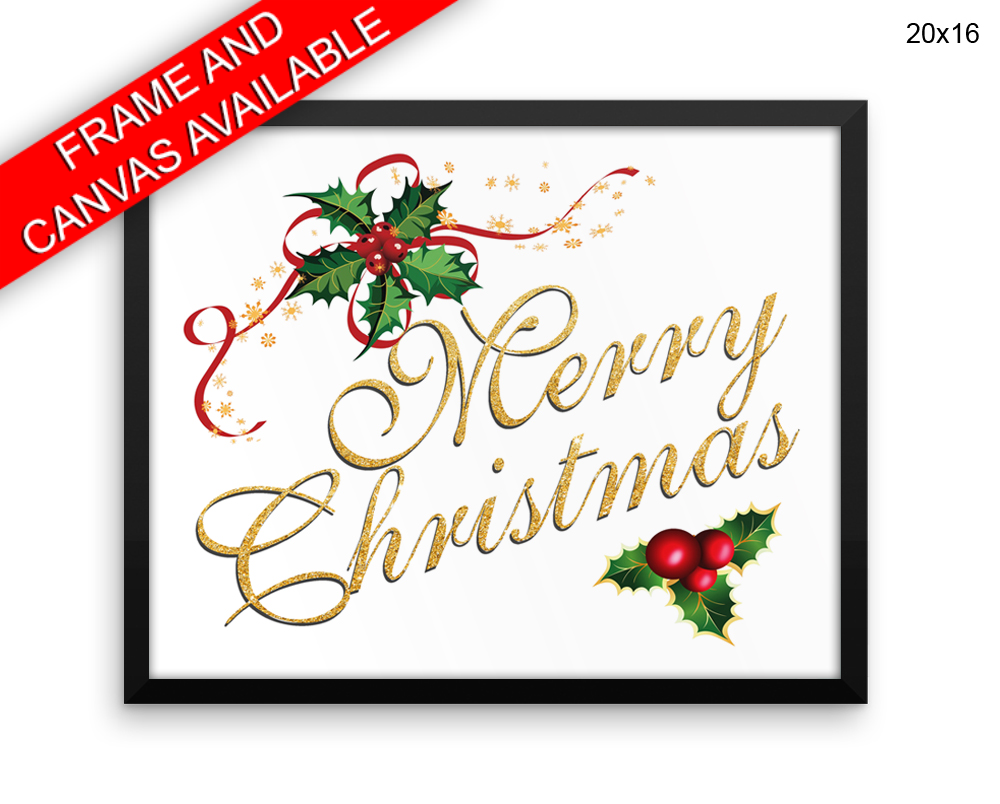 Merry Christmas Print, Beautiful Wall Art with Frame and Canvas options available Christmas Decor