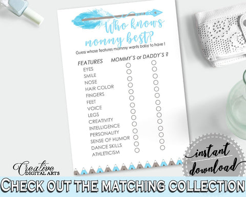 Who Knows Mommy Best Baby Shower Who Knows Mommy Best Aztec Baby Shower Who Knows Mommy Best Blue White Baby Shower Aztec Who Knows QAQ18 - Digital Product