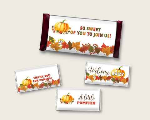 Candy Wrappers Baby Shower Hershey Wrappers Fall Pumpkin Baby Shower Candy Wrappers Baby Shower Fall Pumpkin Hershey Wrappers Orange BPK3D - Digital Product