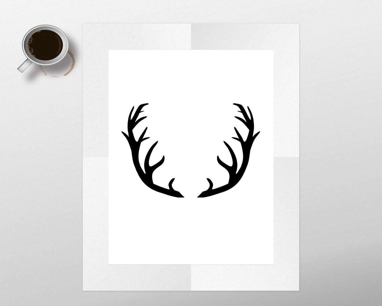 Wall Decor Antlers Printable Antlers Prints Antlers Sign Antlers  Printable Art Antlers black white antler black antler print - Digital Download