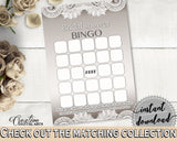 Bingo Gift Game in Traditional Lace Bridal Shower Brown And Silver Theme, bingo guess gifts, classy shower, party theme, party decor - Z2DRE - Digital Product