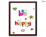 Be Happy Print, Beautiful Wall Art with Frame and Canvas options available Nursery Decor