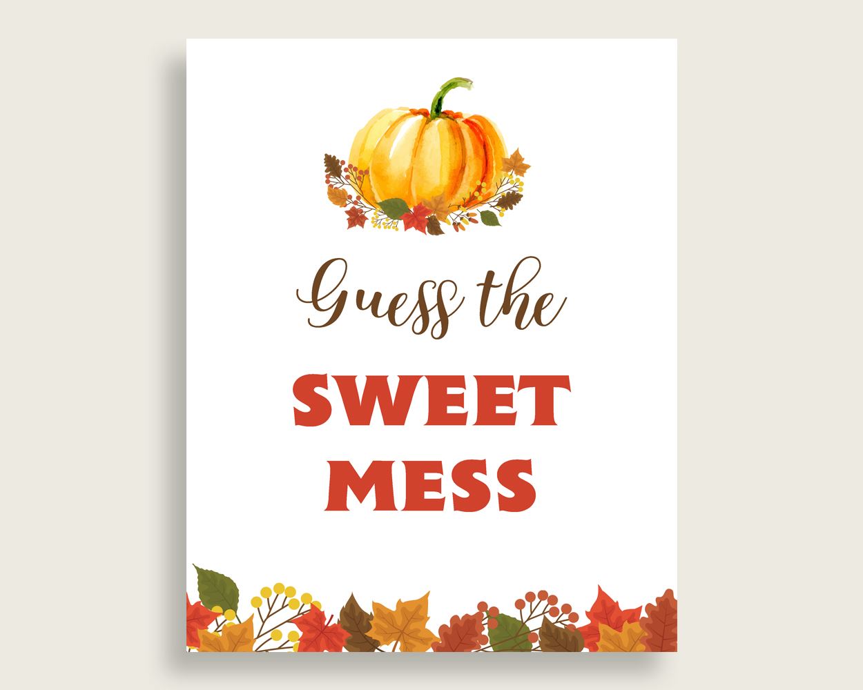 Sweet Mess Baby Shower Sweet Mess Fall Baby Shower Sweet Mess Baby Shower Pumpkin Sweet Mess Orange Brown party theme prints BPK3D - Digital Product