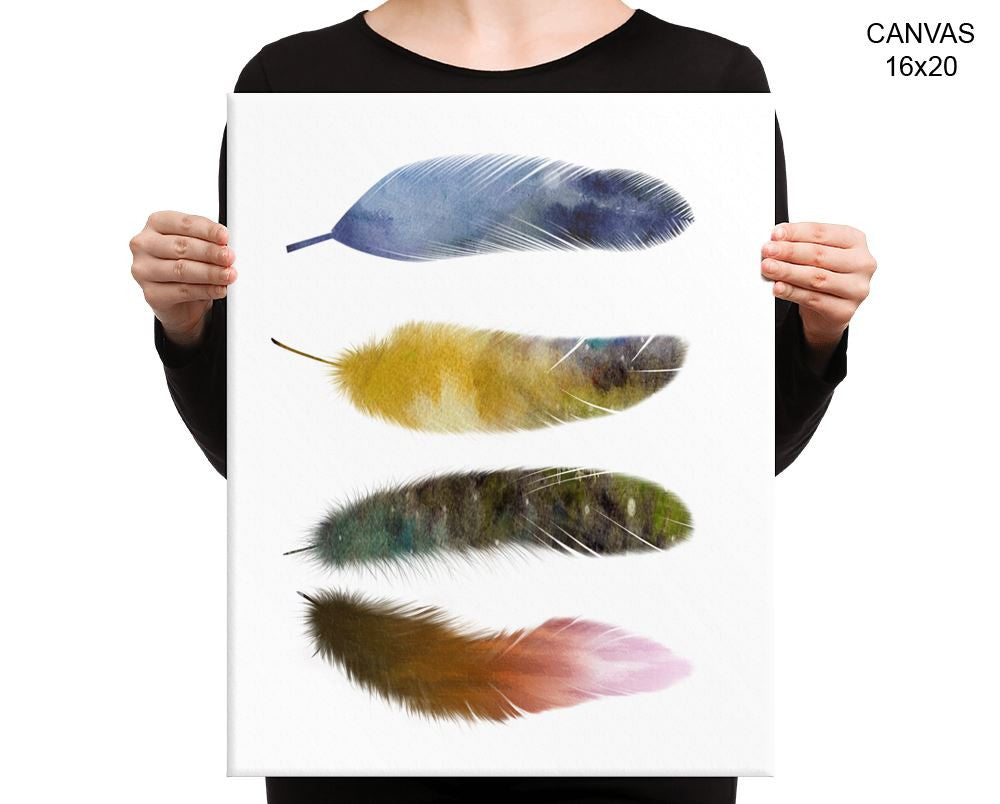 Feathers Watecolor Print, Beautiful Wall Art with Frame and Canvas options available Home Decor