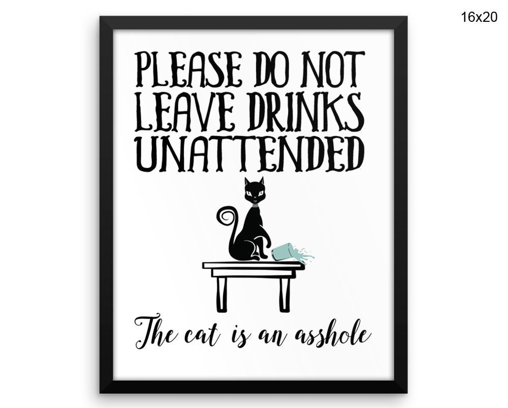 Asshole Cat Print, Beautiful Wall Art with Frame and Canvas options available Living Room Decor