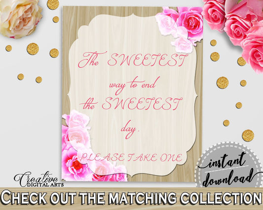 Pink And Beige Roses On Wood Bridal Shower Theme: The Sweetest Way To End The Sweets Day - sweetest day, beige wood, printables - B9MAI - Digital Product