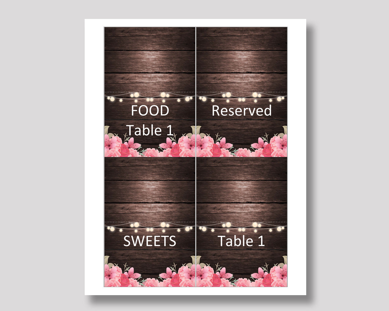 Food Tent Rustic Editable Food Tent Rustic Buffet Cards Pink Brown Place Cards Girl OE0W8