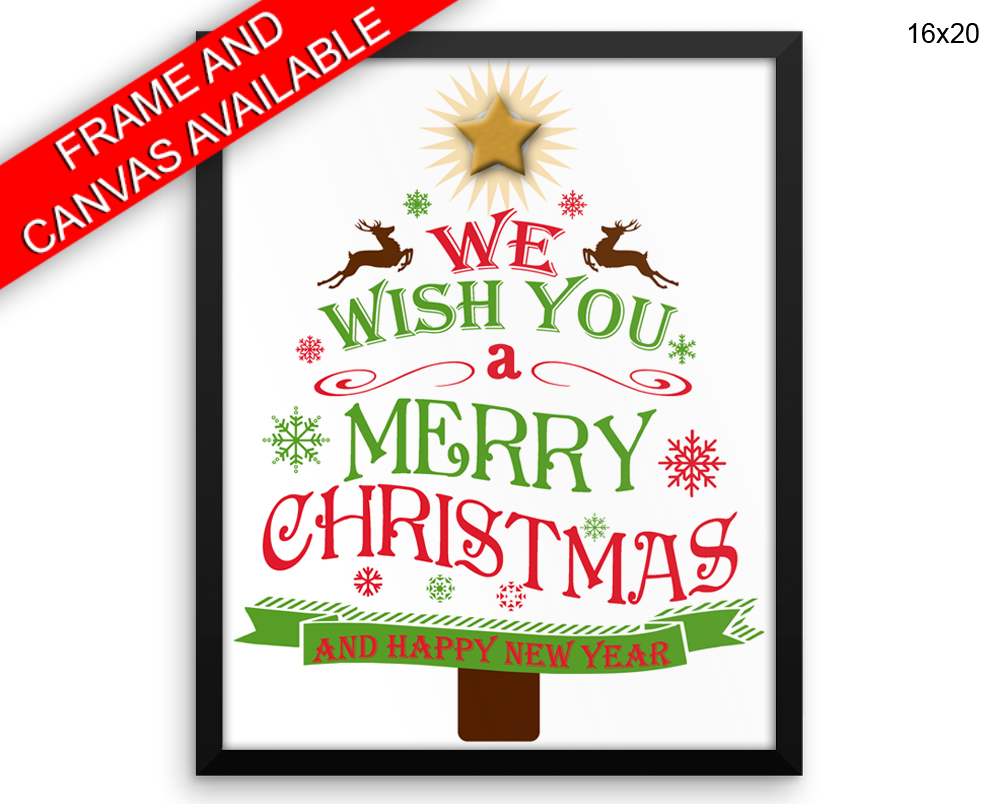 Merry Christmas Print, Beautiful Wall Art with Frame and Canvas options available Christmas Decor