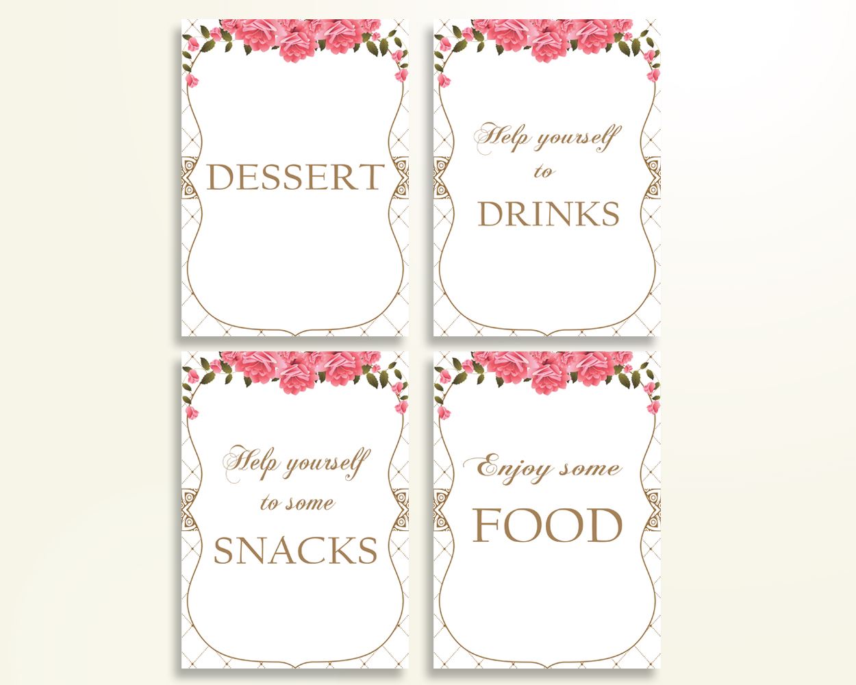 Table Signs Baby Shower Table Signs Roses Baby Shower Table Signs Baby Shower Roses Table Signs Pink White party organising prints U3FPX - Digital Product