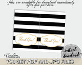 Baby shower THANK YOU card printable with black white color strips theme for girls or boys, digital jpg pdf, instant download - bs001