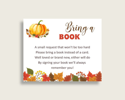 Bring A Book Baby Shower Bring A Book Fall Baby Shower Bring A Book Baby Shower Pumpkin Bring A Book Orange Brown paper supplies baby BPK3D - Digital Product
