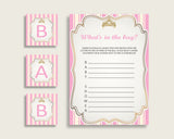 Royal Princess Baby Shower What's In The Bag Game, Pink Gold Girl Bag Game Printable, Instant Download, Glamorous Light Pink Princesa rp002
