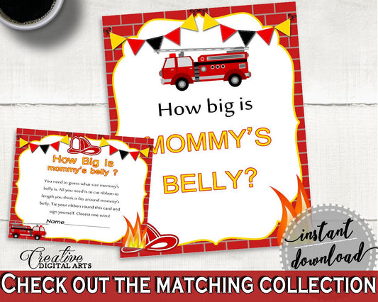 Mommy's Belly Baby Shower Mommy's Belly Fireman Baby Shower Mommy's Belly Red Yellow Baby Shower Fireman Mommy's Belly prints - LUWX6 - Digital Product