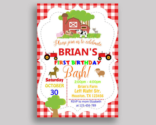 Farm Animals Birthday Invitation Farm Animals Birthday Party Invitation Farm Animals Birthday Party Farm Animals Invitation Boy Girl KHRHJ - Digital Product