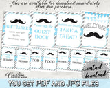 Blue Gray Table Signs, Baby Shower Table Signs, Mustache Baby Shower Table Signs, Baby Shower Mustache Table Signs party supplies 9P2QW - Digital Product