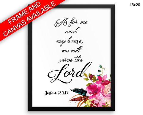 As For Me And My House Print, Beautiful Wall Art with Frame and Canvas options available Joshua
