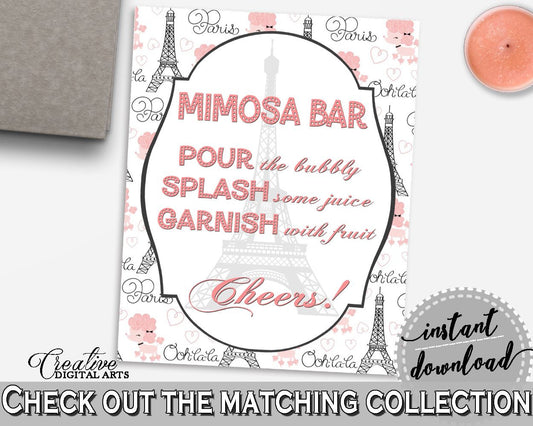 Mimosa Bar Sign in Paris Bridal Shower Pink And Gray Theme, good time sign, paris shower, bridal shower idea, shower celebration - NJAL9 - Digital Product
