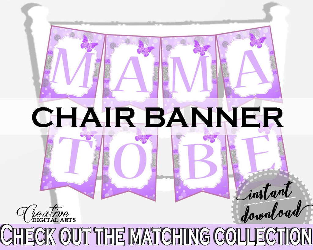 Chair Banner Baby Shower Chair Banner Butterfly Baby Shower Chair Banner Baby Shower Butterfly Chair Banner Purple Pink party stuff 7AANK - Digital Product