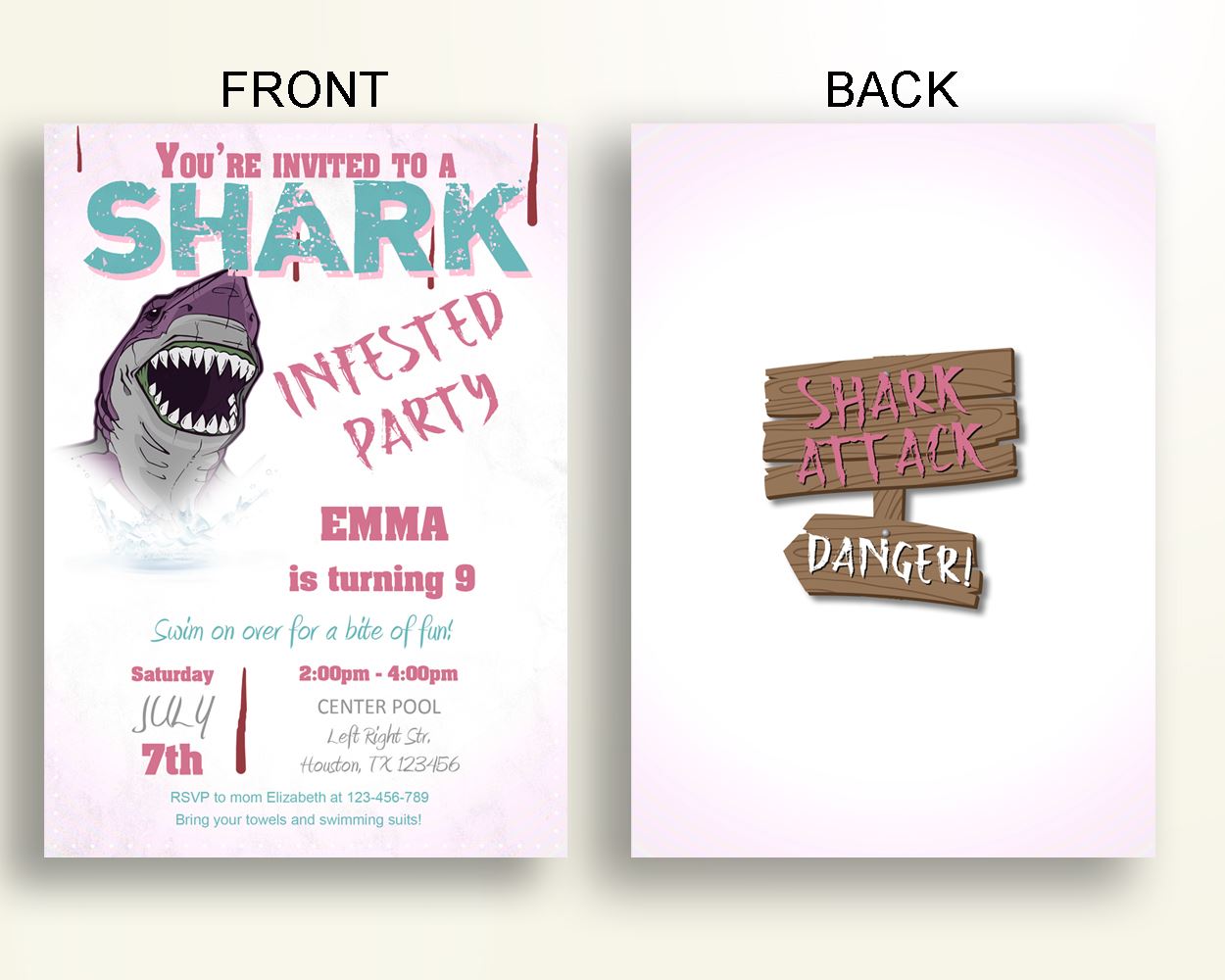 Shark Infested Birthday Invitation Shark Infested Birthday Party Invitation Shark Infested Birthday Party Shark Infested Invitation QNJKE - Digital Product